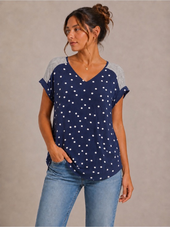Fortune + Ivy Tops - Fortune + Ivy Cheylee Mixed Media Blouse